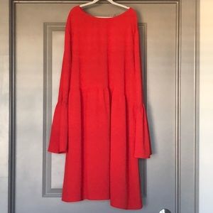 Boohoo Red Dress with Bell Sleeves
